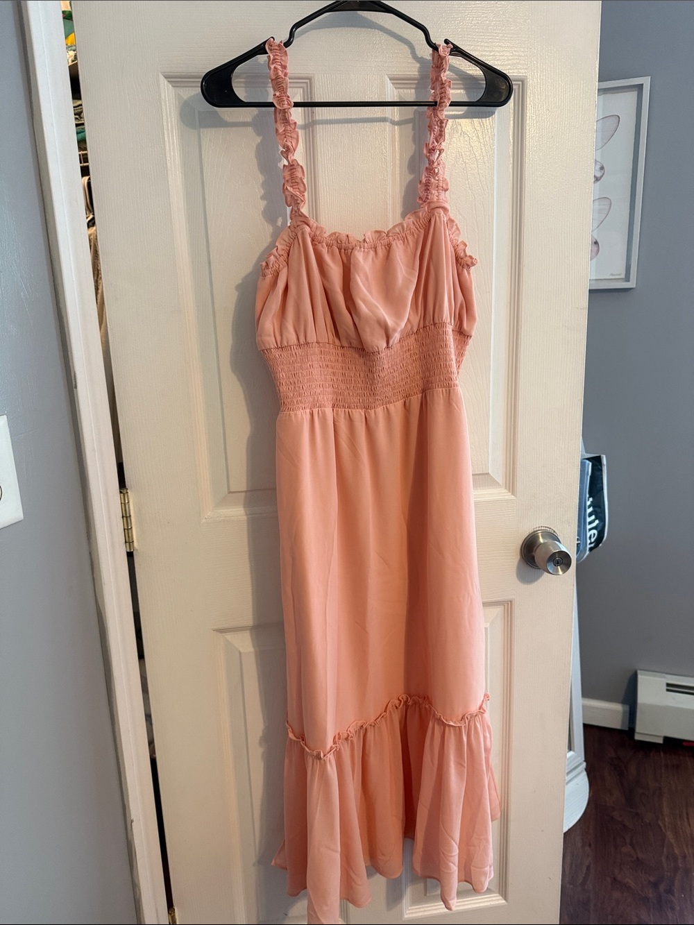 Lovers + Friends Soft Peach Ruffle Strap Dress